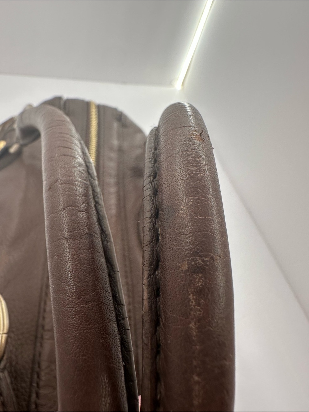 Vintage Michael Kors Brown MK Monogram Leather Satchel Bag Y2K Shoulder Purse - Picture 11 of 11